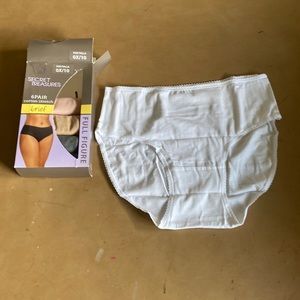 NIB-5Pair Secret Treasures Full Figure Panties, Size 10 95% Cotton 5% Spandex,